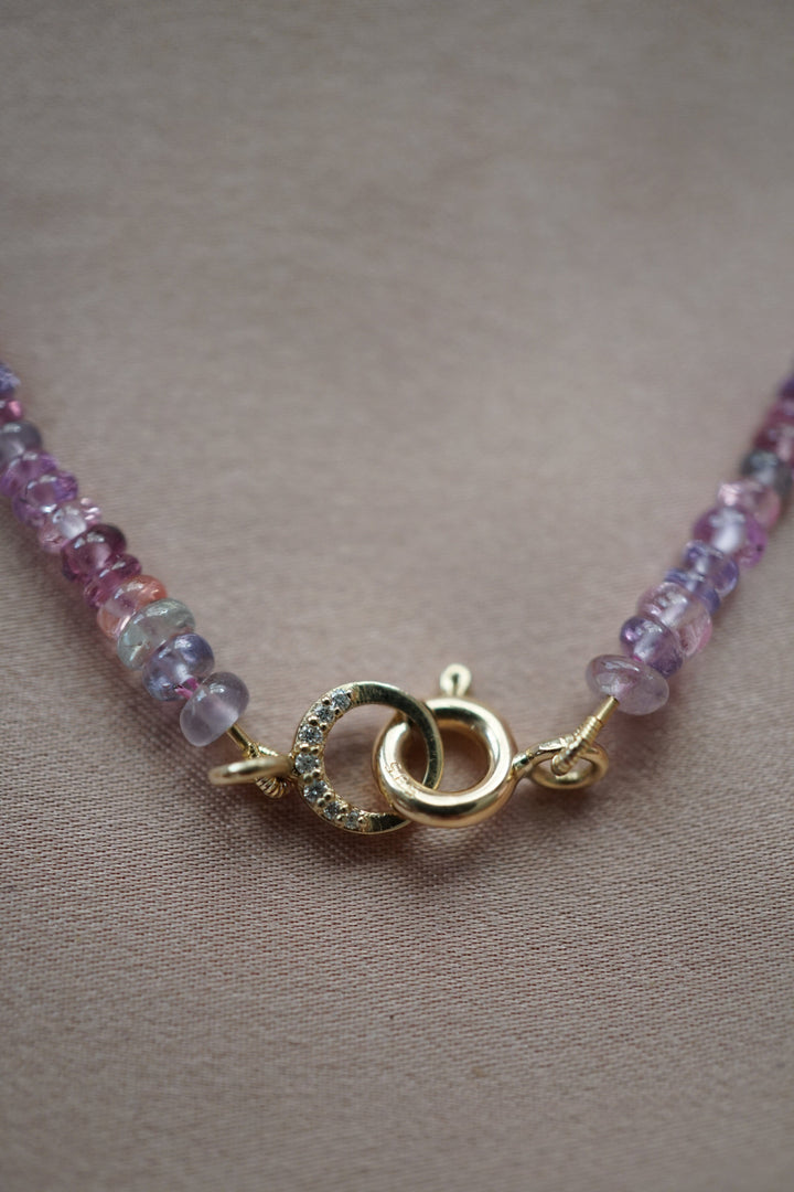 Pink Sapphire Crescent Moon Necklace Jewelry Bayou with Love 