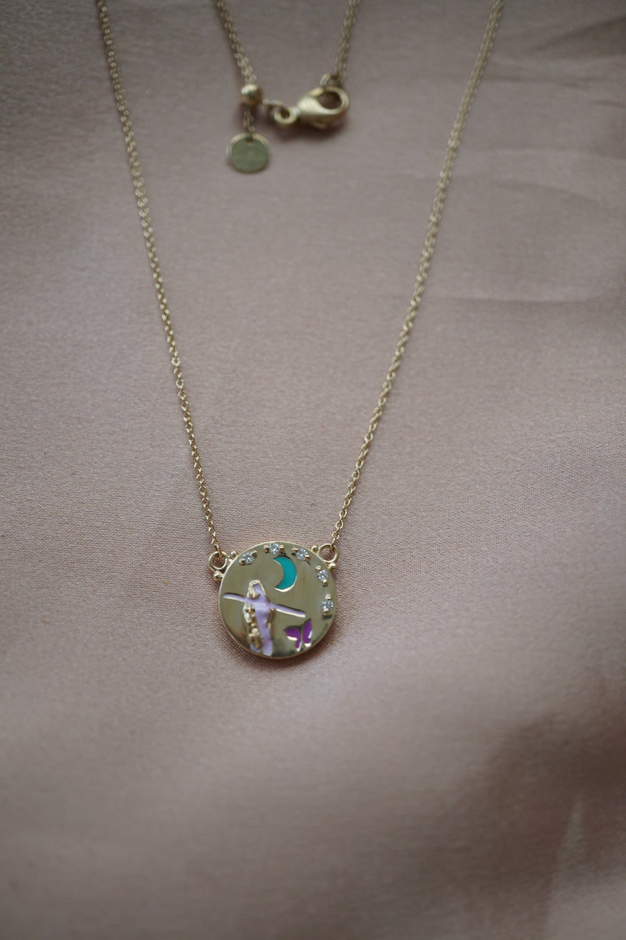 Enamel Diamond Goddess Coin Jewelry Bayou with Love 