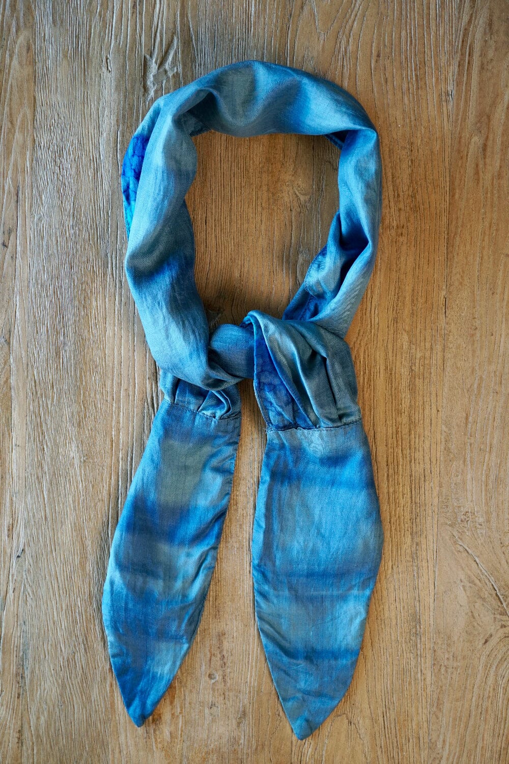 Upcycled Silk Hair Wrap Accessories Annahmol Sapphire Breeze 