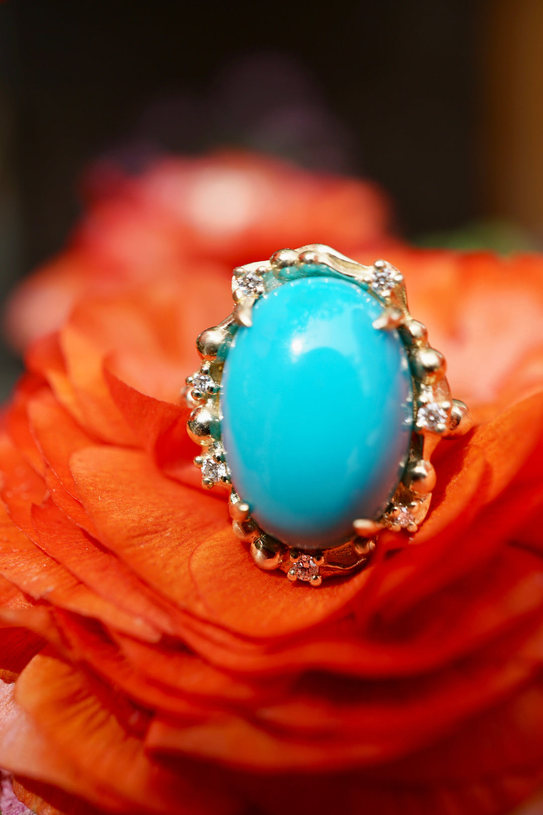 Oval Diamond Ocean Turquoise Water Ring Jewelry Bayou with Love 