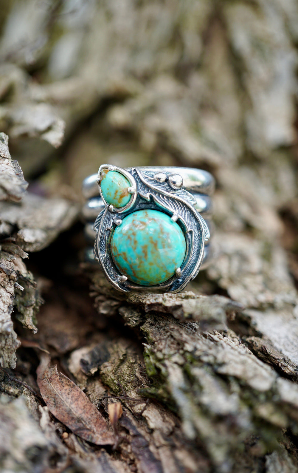 Feather Turquoise Cigar Band Jewelry Bayou with Love 