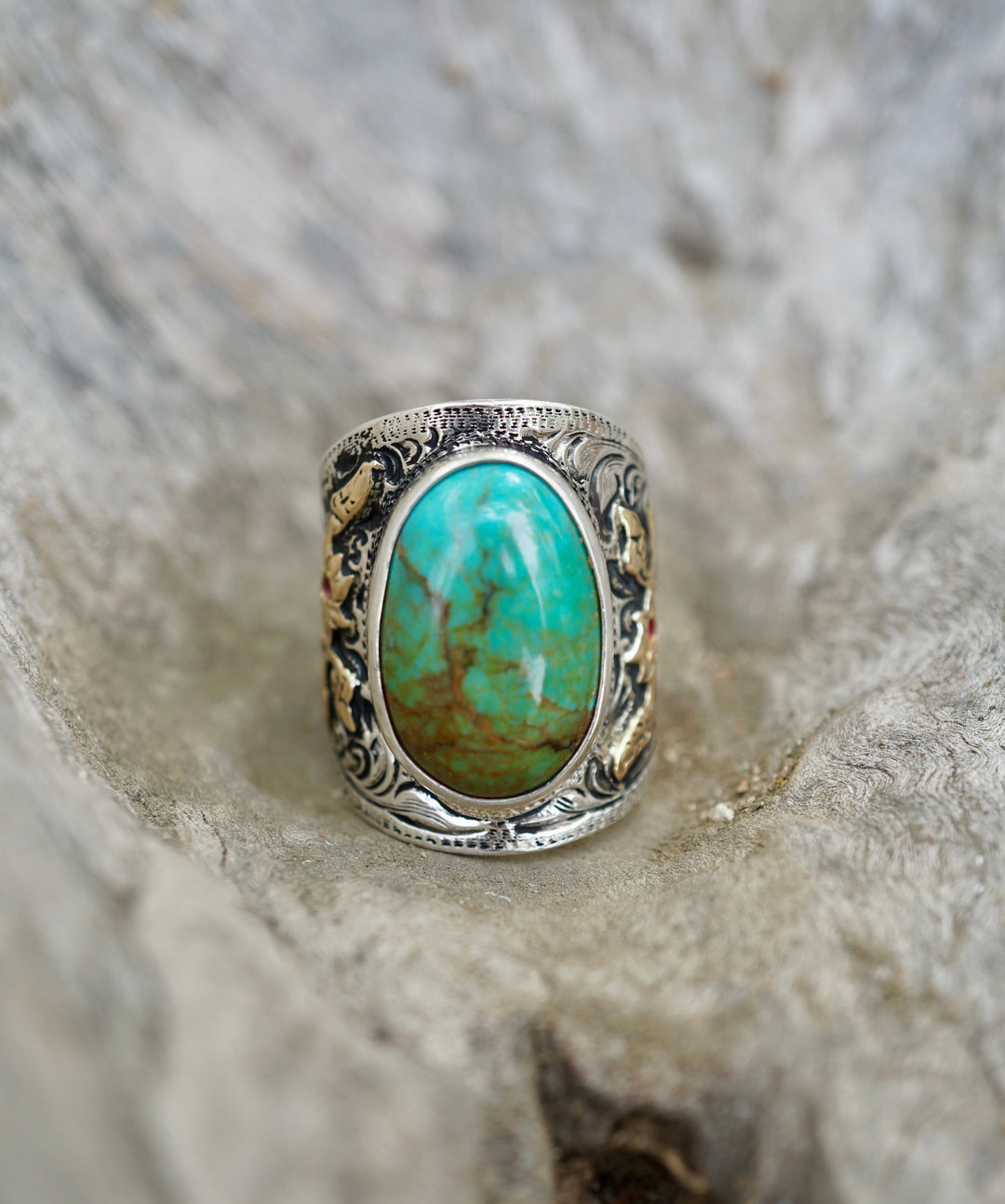 Royston Turquoise Cabochon Cigar Band Jewelry Bayou with Love 