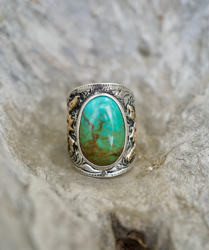 Royston Turquoise Cabochon Cigar Band Jewelry Bayou with Love 