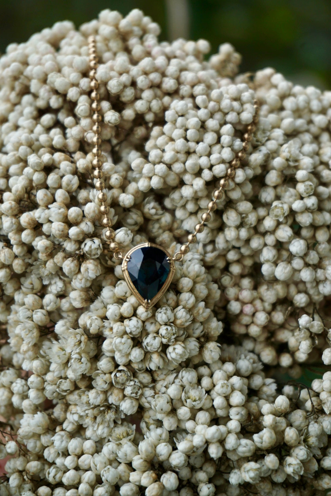Sapphire Pear Beaded Necklace