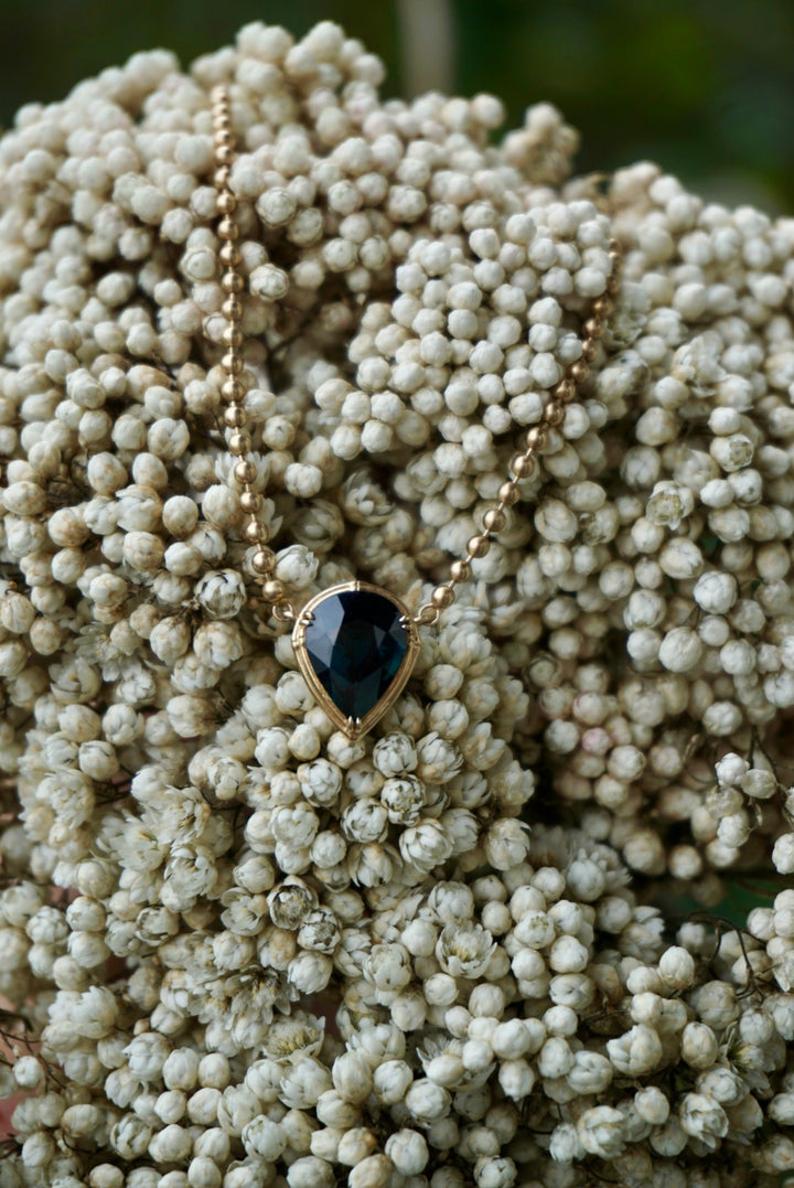 Sapphire Pear Beaded Necklace