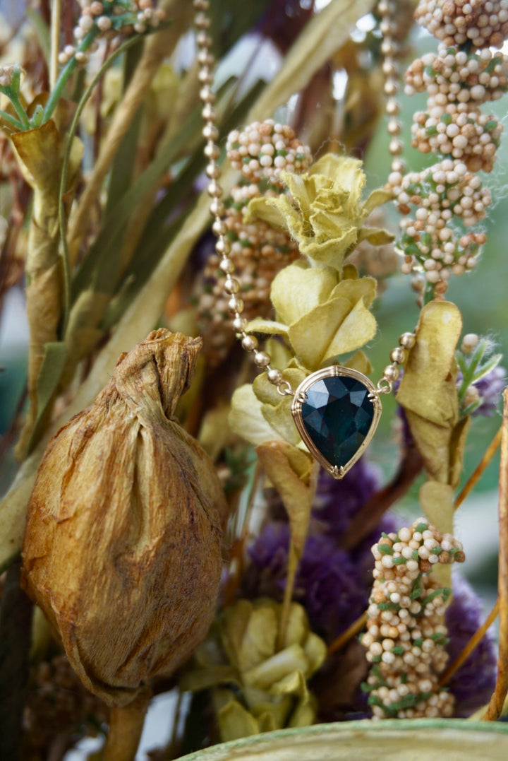 Sapphire Pear Beaded Necklace