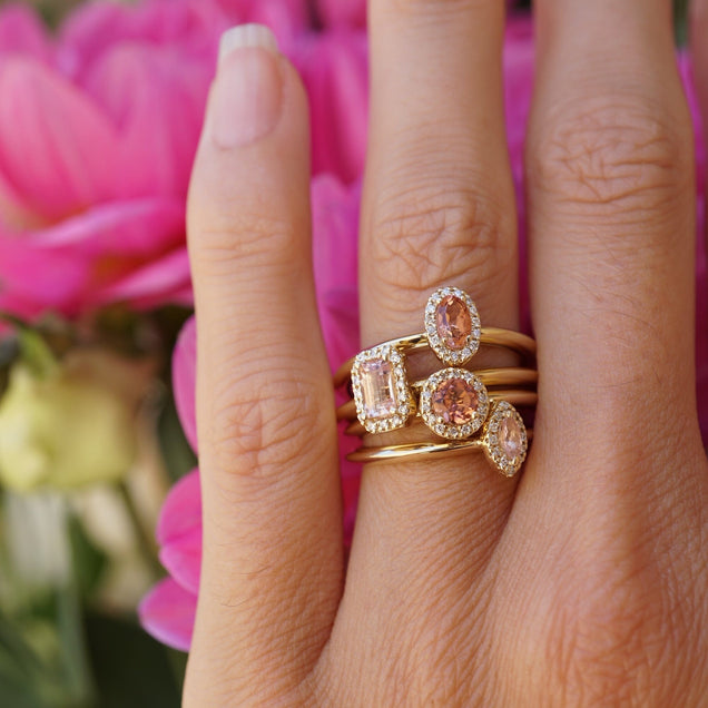 NEW Pink Marquise Tourmaline Knife Edge Ring Bespoke Jewelry Bayou with Love 