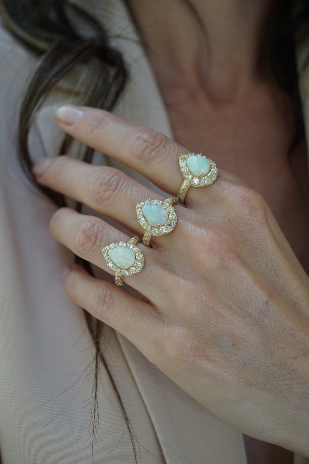 Moonscape Opal Diamond Raindrop Ring Jewelry Bayou with Love 