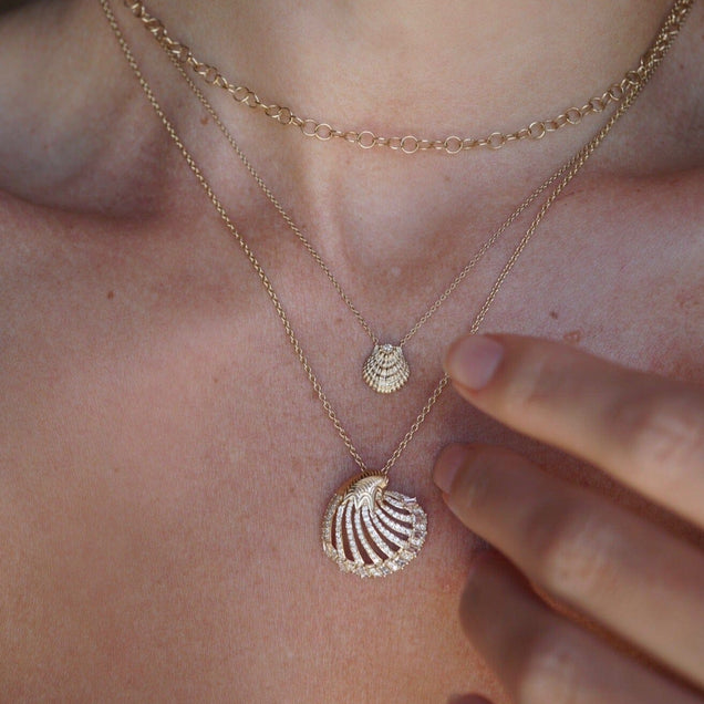 Diamond Sunrise Shell Necklace Jewelry Bayou with Love 