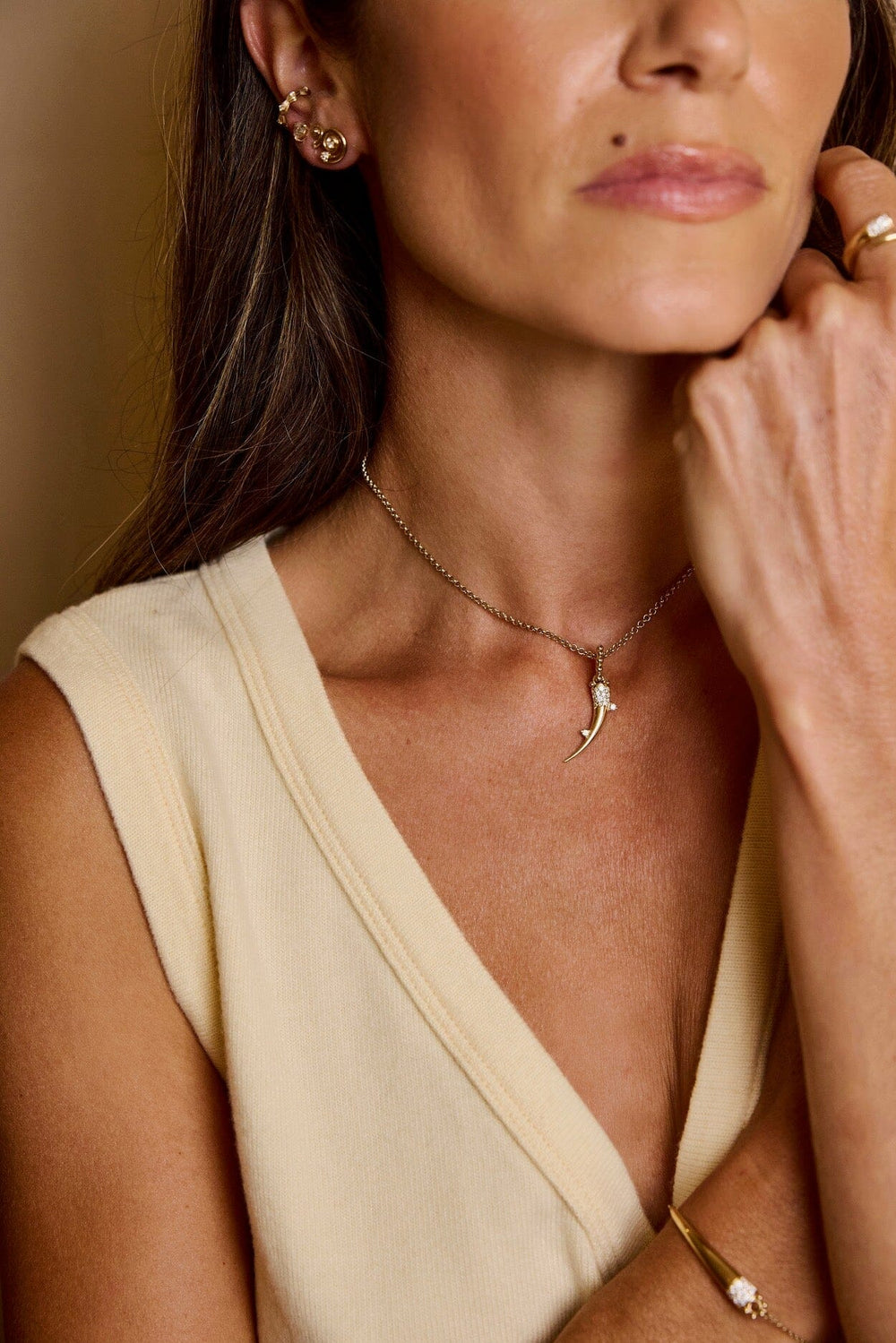 Snow Pavé Diamond Tusk Charm Jewelry Bayou with Love 