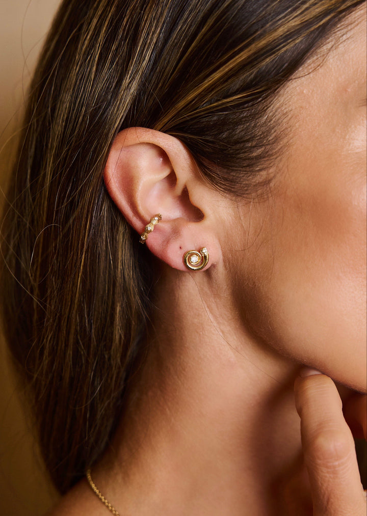 Large Diamond Tusks Spiral Earrings Jewelry Bayou with Love 