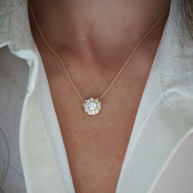 Moonscape Round Diamond Necklace Jewelry Bayou with Love 