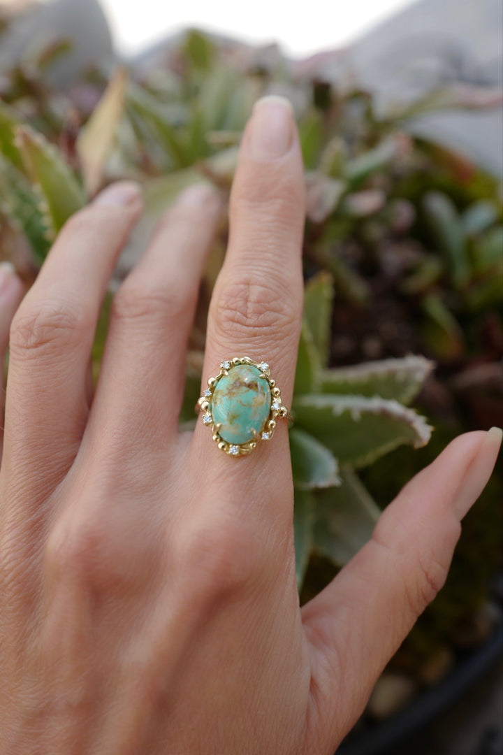 Oval Diamond Turquoise Water Ring Jewelry Bayou with Love 