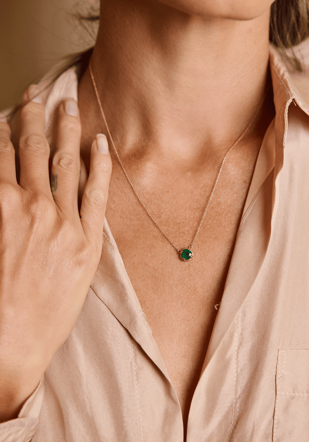 Round Emerald Rattan Necklace Jewelry Bayou with Love 