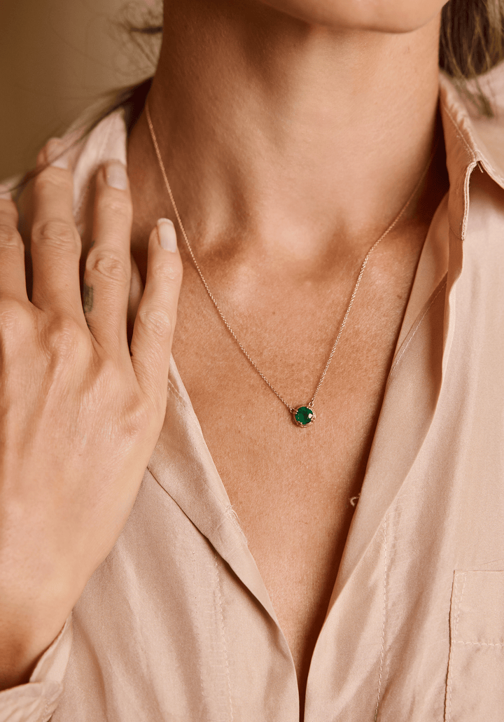 Round Emerald Rattan Necklace Jewelry Bayou with Love 