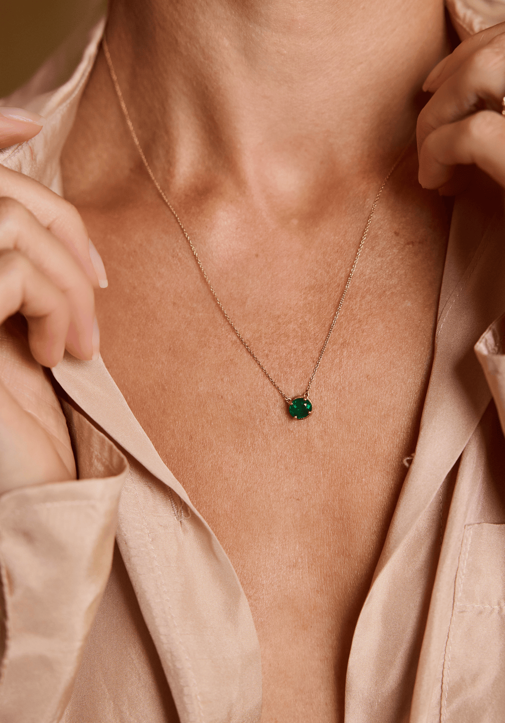 Oval Emerald Rattan Necklace Jewelry Bayou with Love 