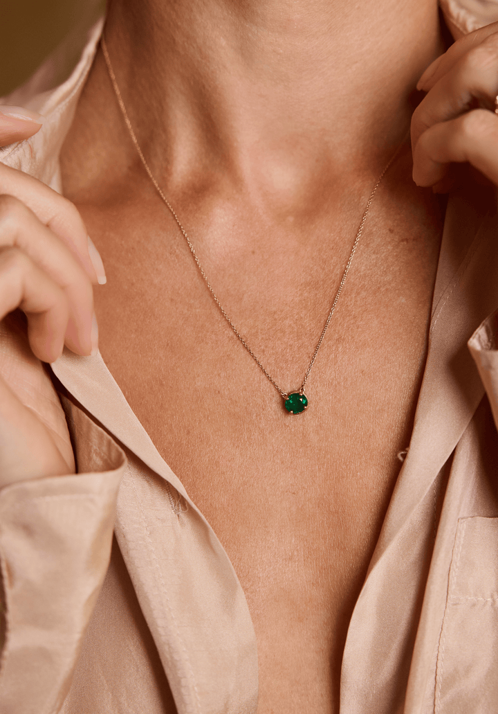 Oval Emerald Rattan Necklace Jewelry Bayou with Love 