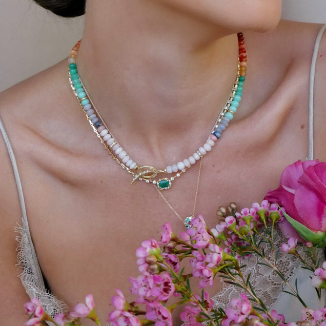 Full Diamond + Emerald Necklace Jewelry Bayou with Love 