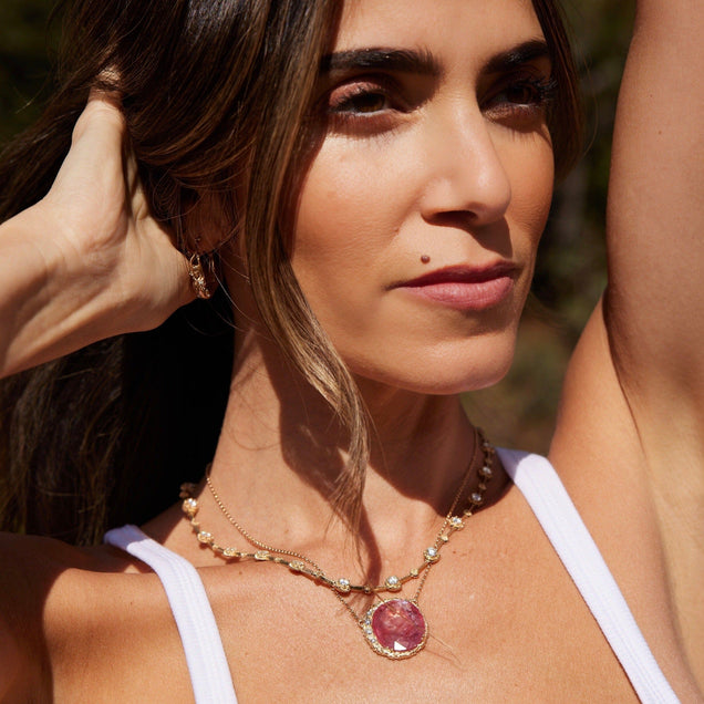 Lunar Ruby + Diamond Moonscape Necklace Jewelry Bayou with Love 