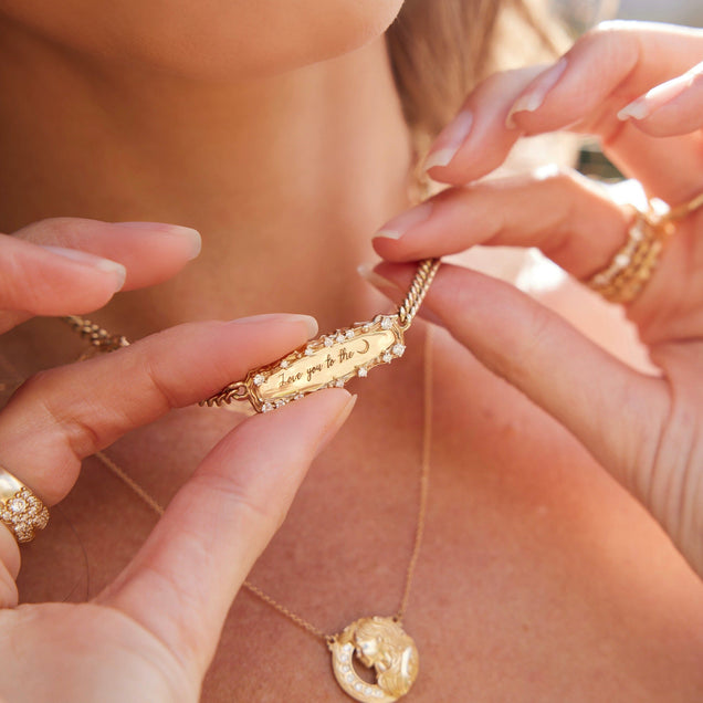 Personalized Diamond Bar Necklace Jewelry Bayou with Love 
