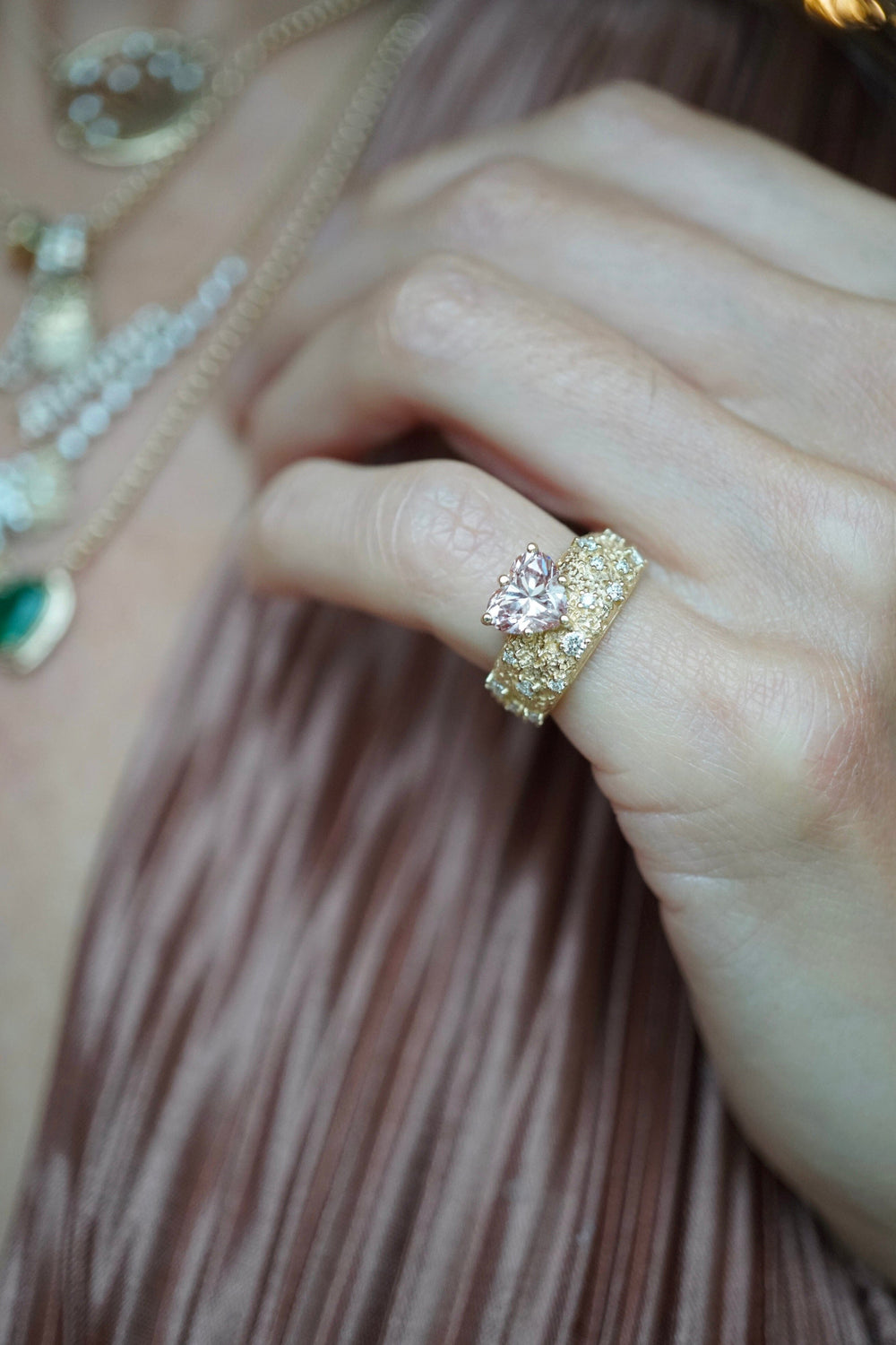 Pink Diamond Heart Moonscape Pinky Ring Jewelry Bayou with Love 