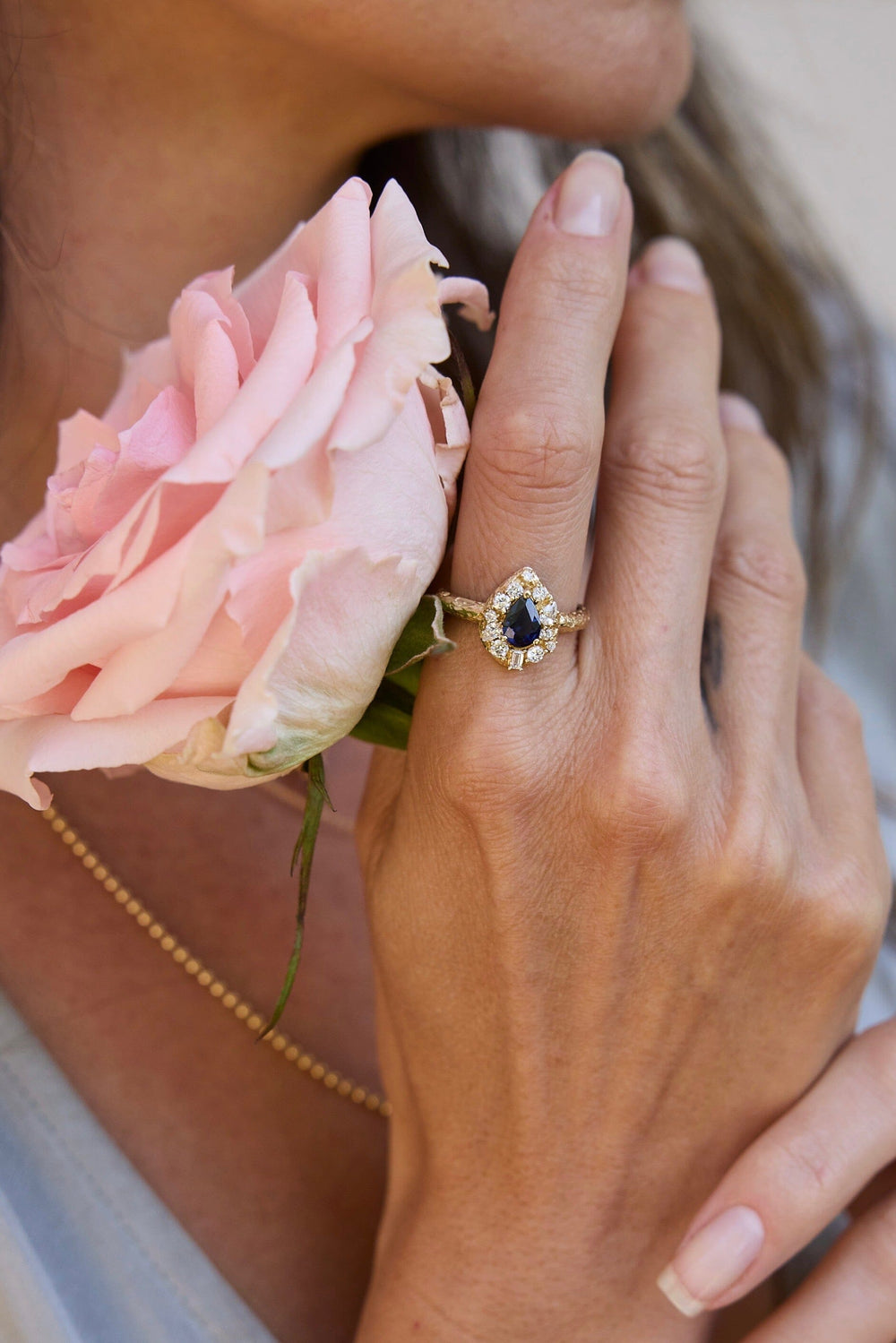 Moonscape Blue Sapphire Raindrop Ring Jewelry Bayou with Love 