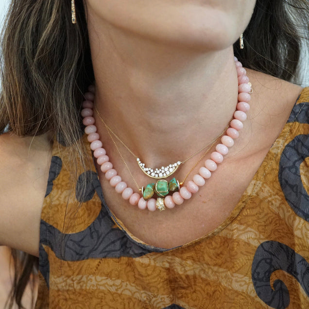 Moonscape Pink Opal + Diamond Necklace Jewelry Bayou with Love 