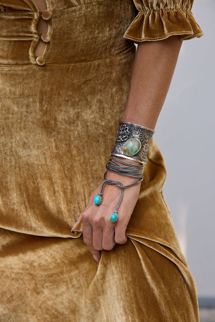 Flower Turquoise Large Cuff Jewelry Bayou with Love 
