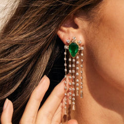 The Bayou Emerald + Diamond Chandelier Earrings Jewelry Bayou with Love 