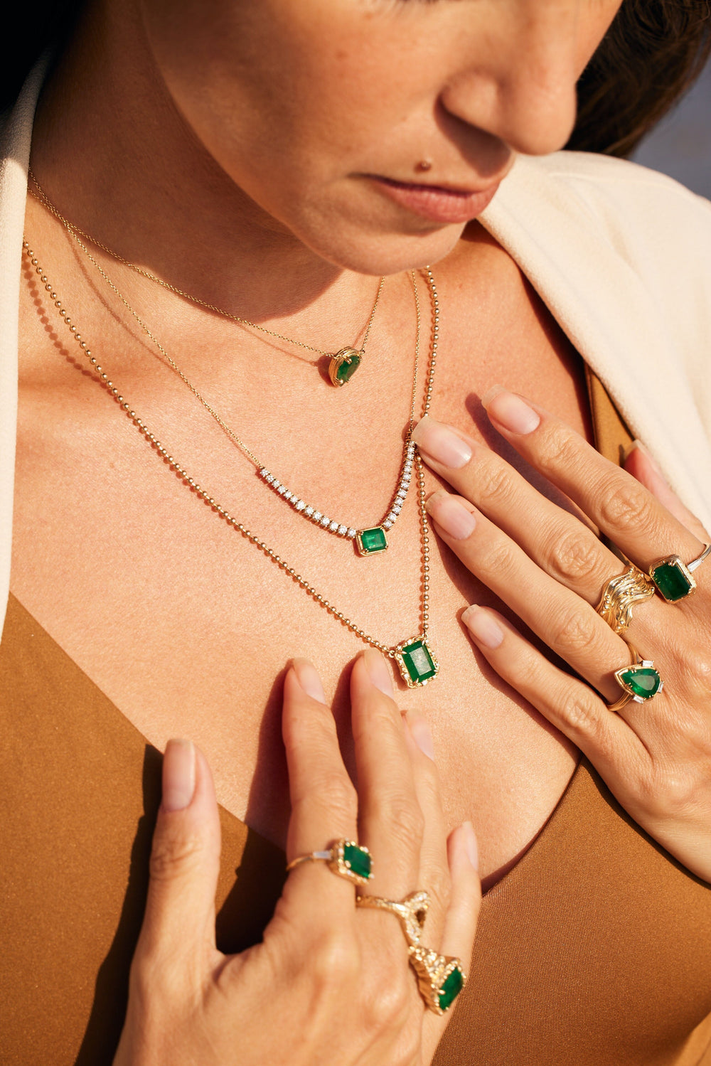 NEW Half Diamond Choker with Emerald Center Jewelry Bayou with Love 