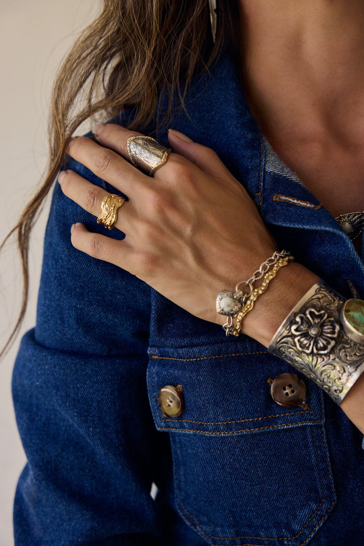 Diamond Boho Wide Band Ring Jewelry Bayou with Love 