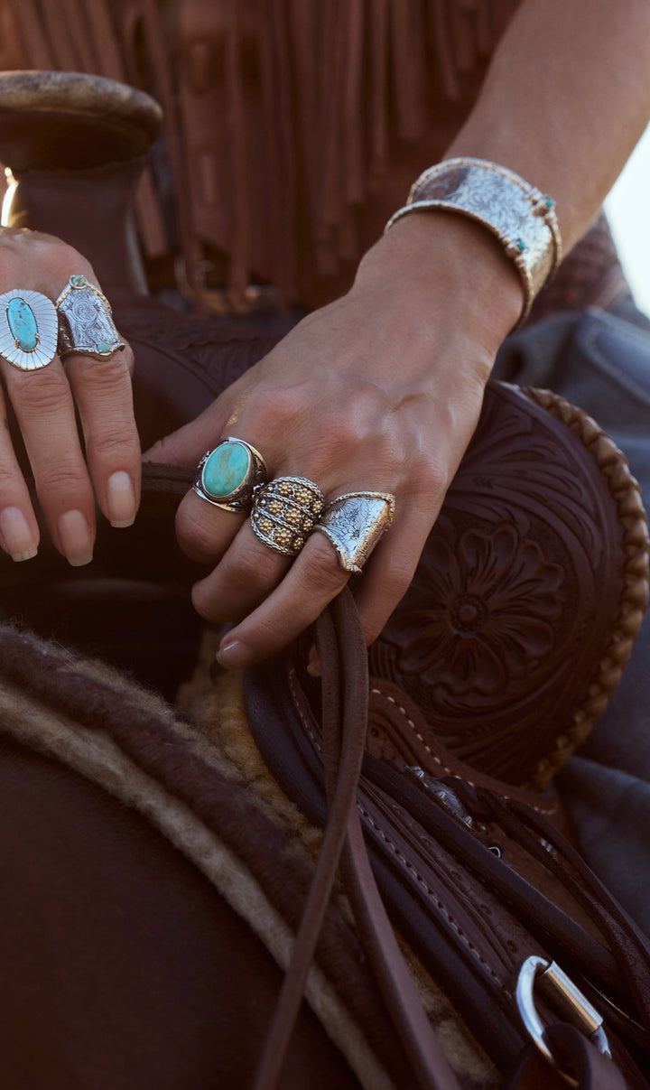 Turquoise Dog Rose Cigar Band Jewelry Bayou with Love 