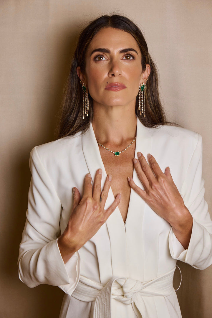 The Bayou Emerald + Diamond Chandelier Earrings Jewelry Bayou with Love 