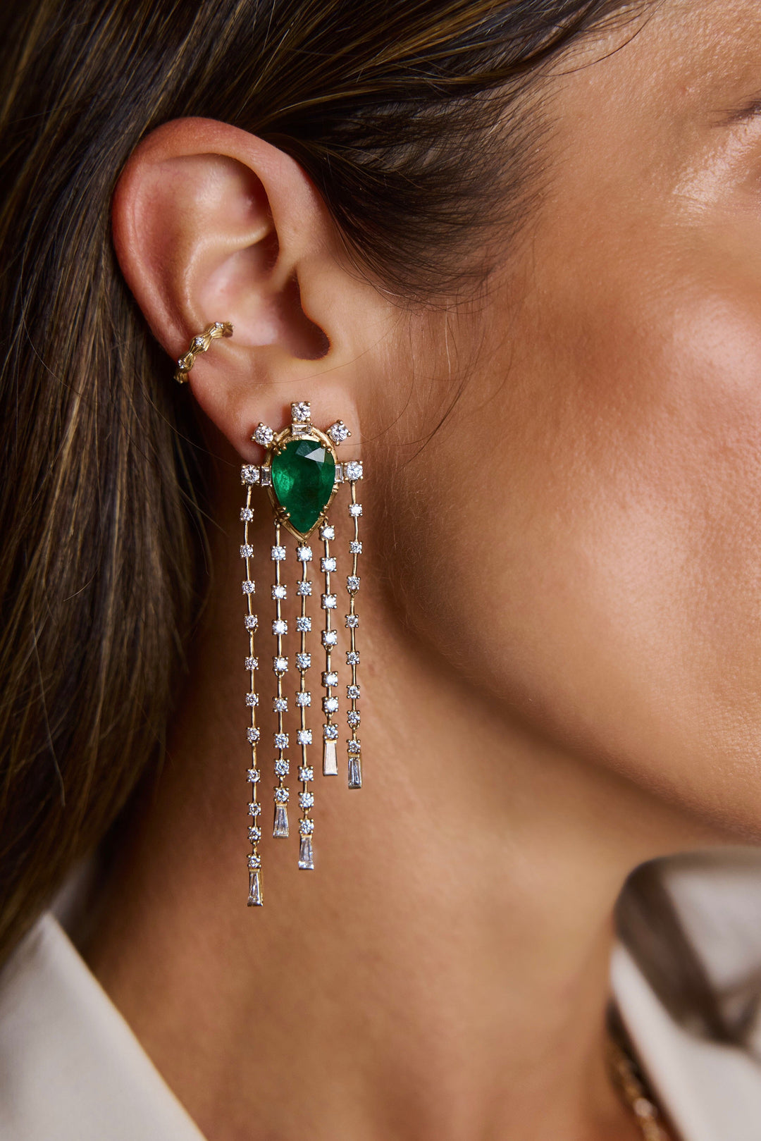 The Bayou Emerald + Diamond Chandelier Earrings Jewelry Bayou with Love 