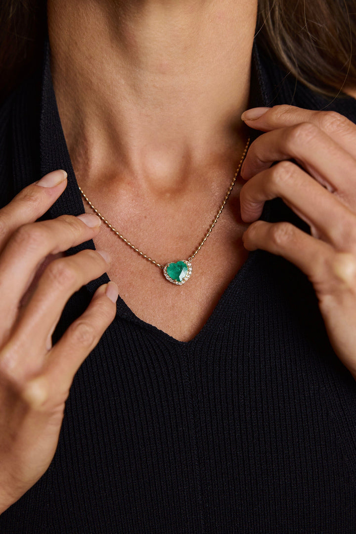 Diamond Emerald Heart Beaded Necklace Jewelry Bayou with Love 