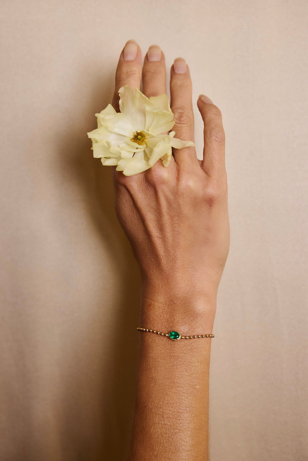 Gold Beaded Round Oval Emerald Bracelet Jewelry Bayou with Love 