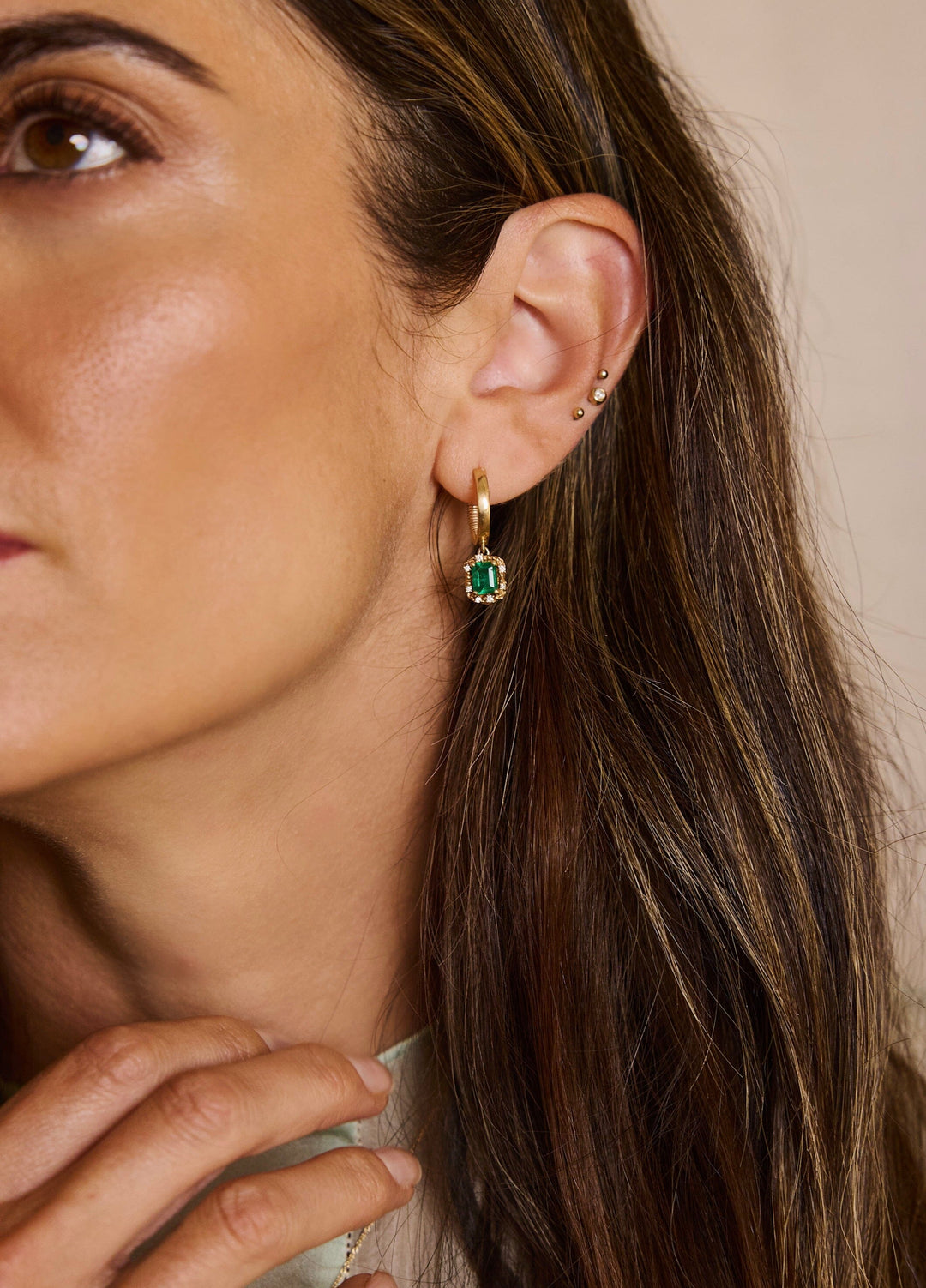 Emerald + Diamond Water Huggies Jewelry Bayou with Love 