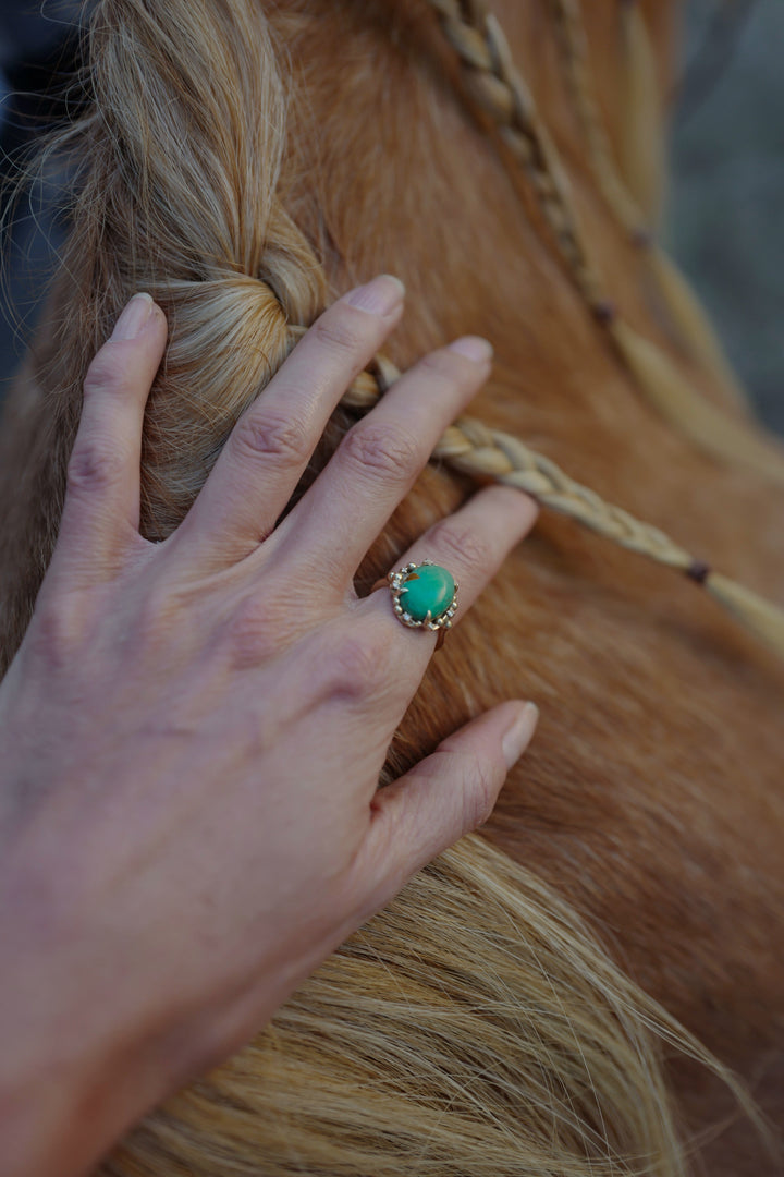 Oval Diamond Turquoise Water Ring Jewelry Bayou with Love 