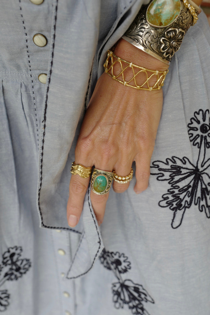 Royston Turquoise Cabochon Cigar Band Jewelry Bayou with Love 