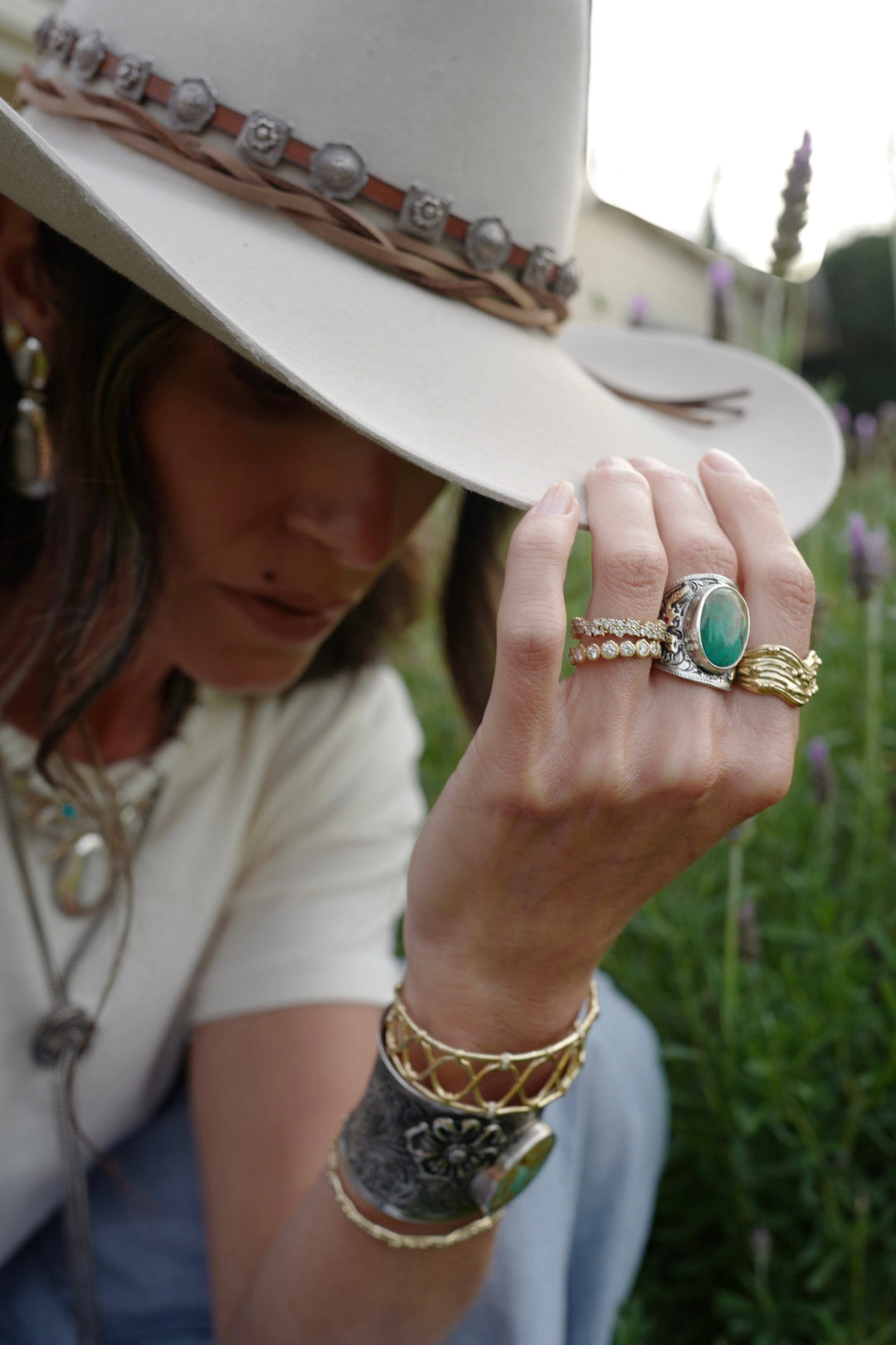 Royston Turquoise Cabochon Cigar Band Jewelry Bayou with Love 