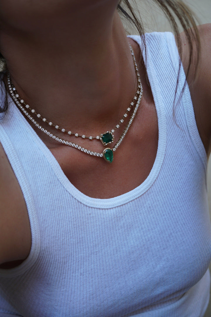 Large Diamond Water Emerald Choker Jewelry Bayou with Love 
