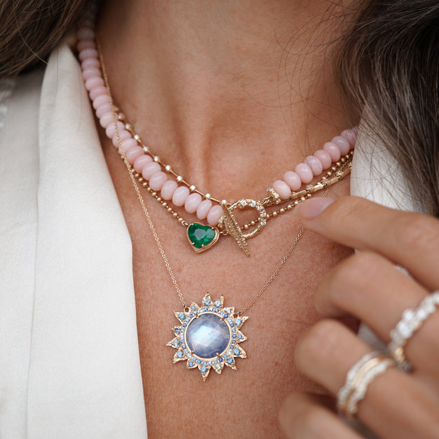 34Pink Opal + Diamond Necklace Jewelry Bayou with Love 