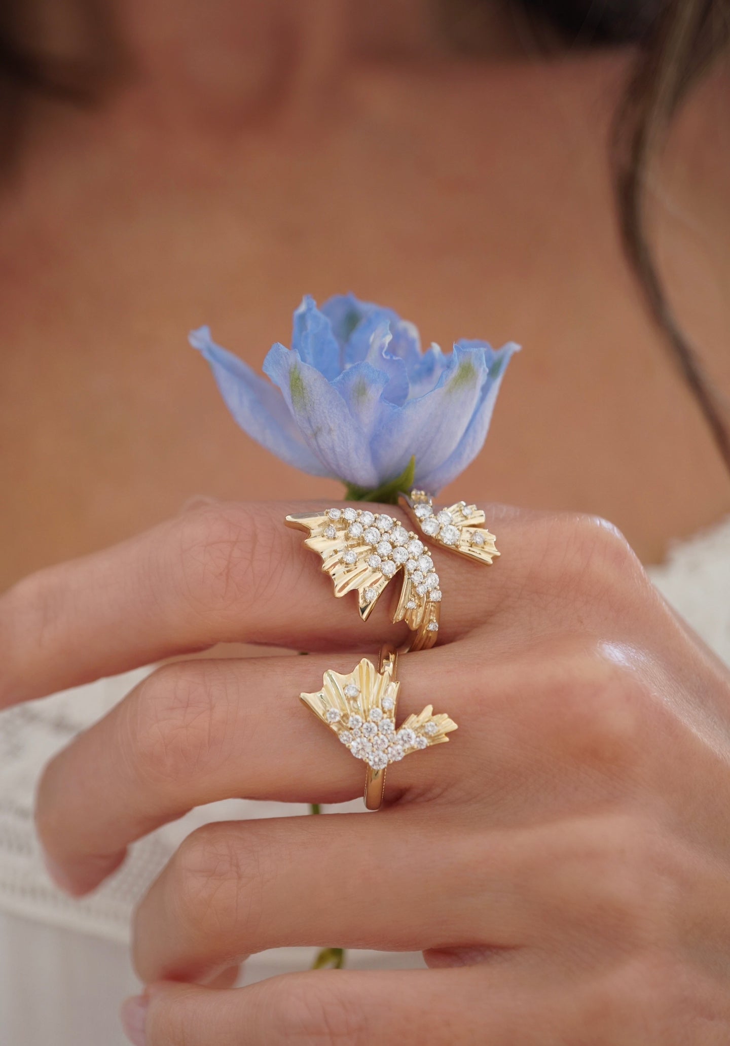 Open Diamond Butterfly Ring Jewelry Bayou with Love 