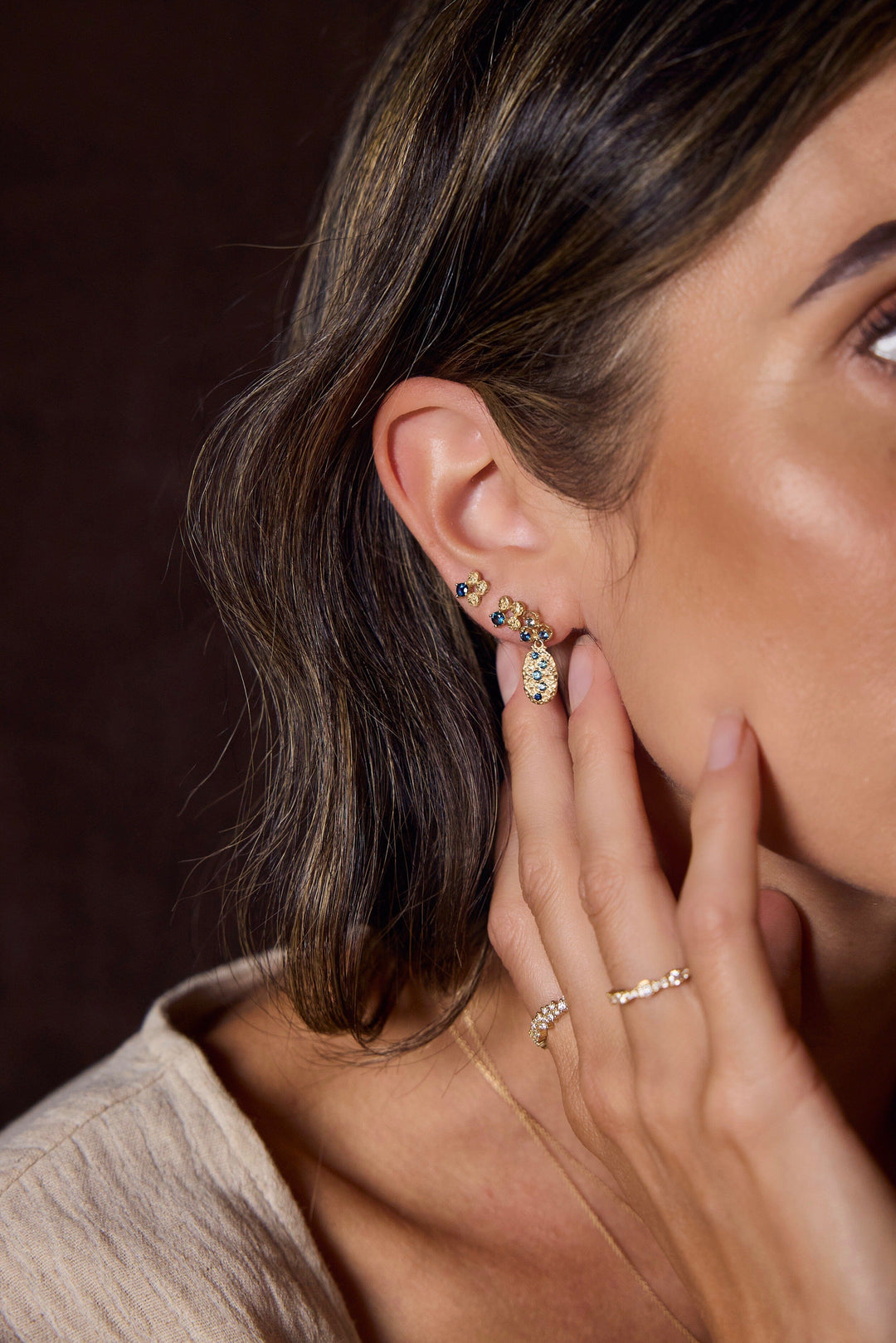 Sapphire Moonscape Studs