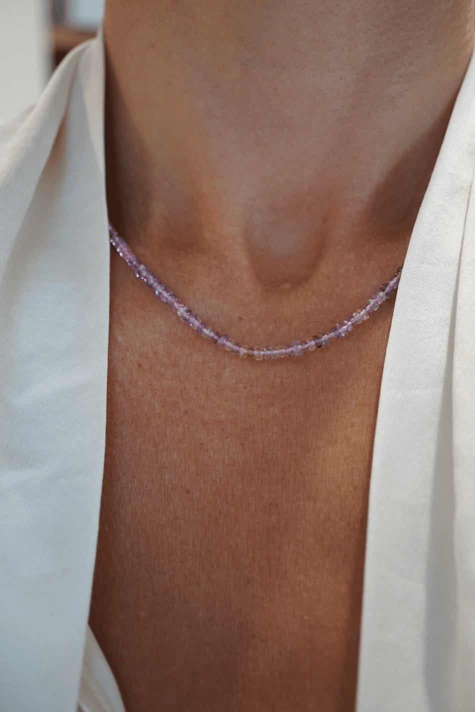 Lavender Sapphire Crescent Moon Necklace