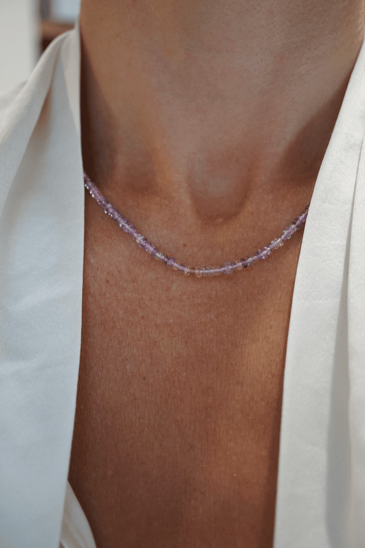 Lavender Sapphire Crescent Moon Necklace