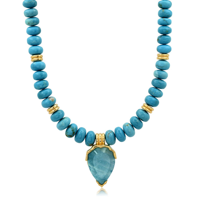 Turquoise + Aquamarine Triple Orbit Necklace Jewelry Bayou with Love Turquoise + Aquamarine Drop Triple Orbit Necklace 