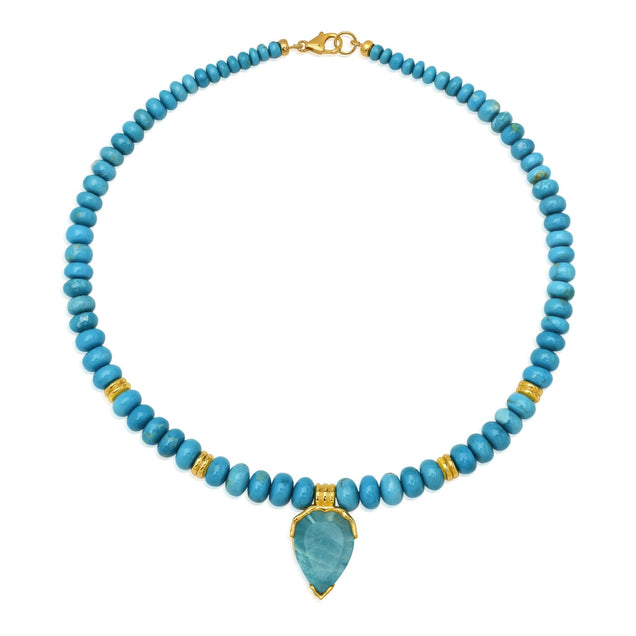 Turquoise + Aquamarine Triple Orbit Necklace Jewelry Bayou with Love 