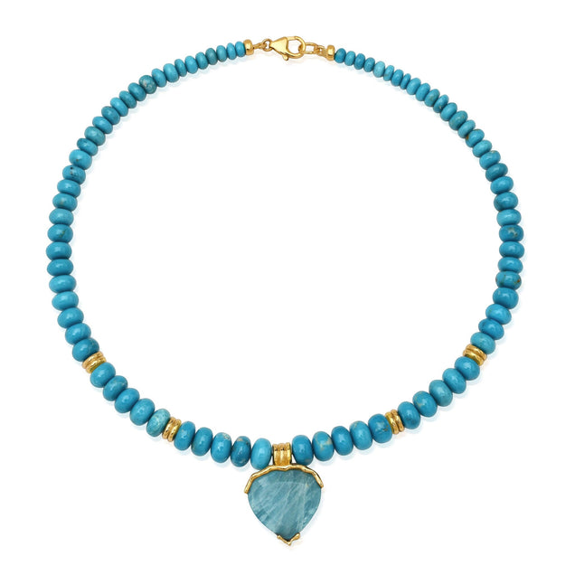Turquoise + Aquamarine Triple Orbit Necklace Jewelry Bayou with Love 