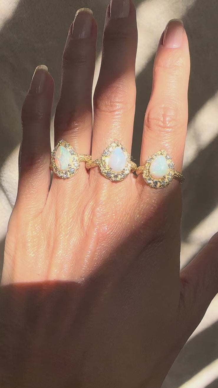 Opal Diamond Raindrop Ring – Bayou with Love